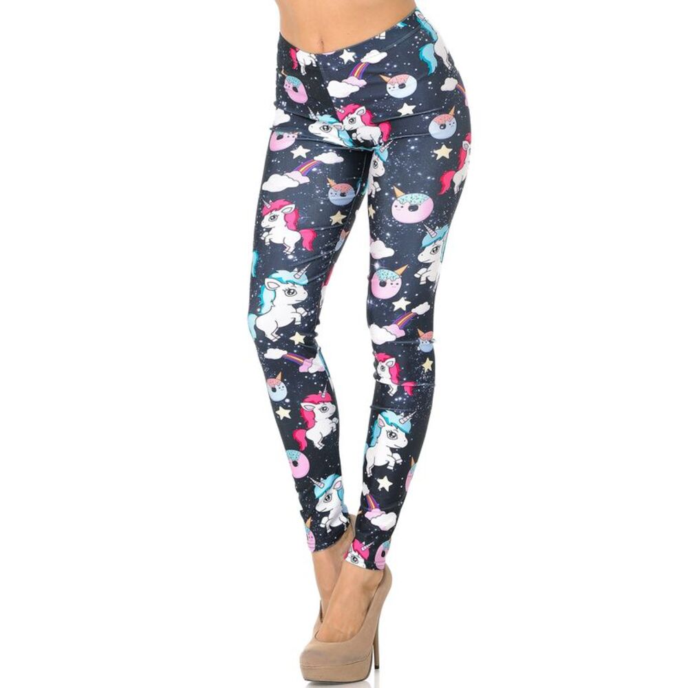 World of Leggings Premium Graphic Print Unicorn Rainbow and Treats Leggings